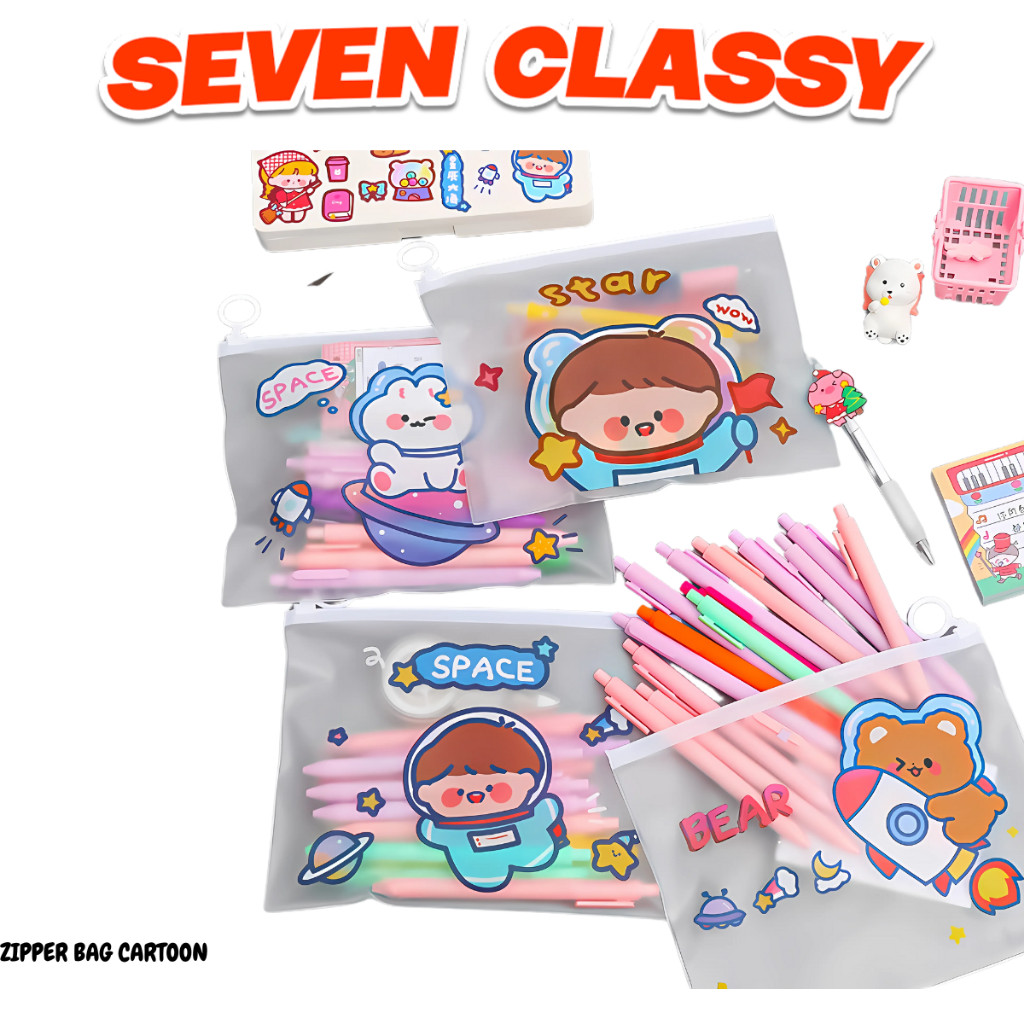 

LC ZIPPER BAG CARTOON H623 POUCH TEMPAT PENSIL TAS POUCH KOSMETIK TRANPARAN POUCH ZIP LOCK KOSMETIK