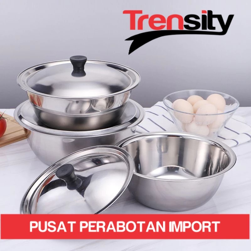 Mangkok Baskom Wadah Kobokan Stainless Dengan Tutup Waskom Enamel Bunga Tahan Karat Baskom Tutup *TR