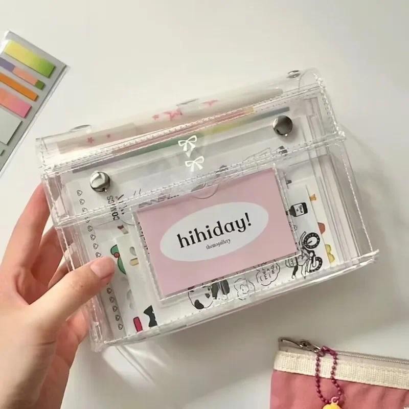 

Kawaii Girls PVC 6 Layers Storage Bag Transparent Makeups Stationery Pencil Bag Portable Pencilcase School Office Supplies
