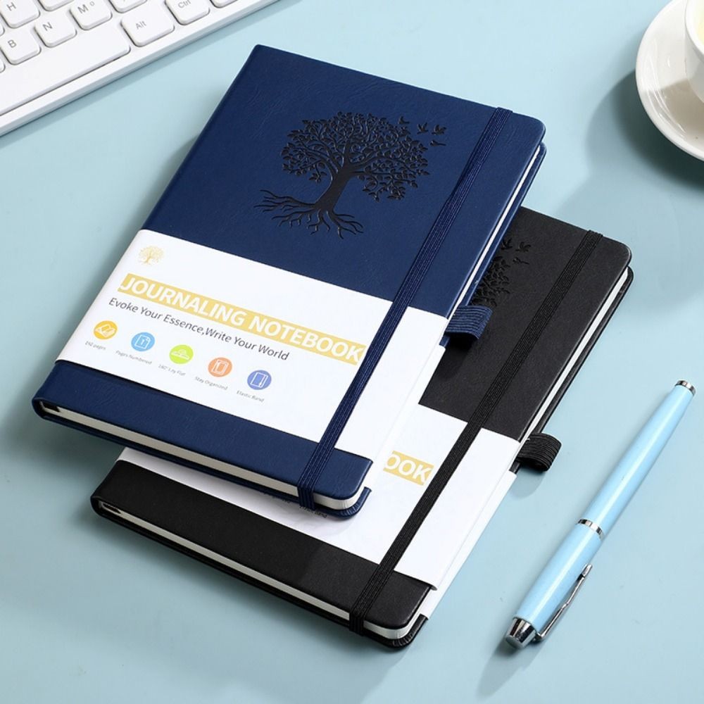 

Simple Journal Notebook PU Leather with Elastic Strap Office Record Book Soft Cover Thickened Business Notebook