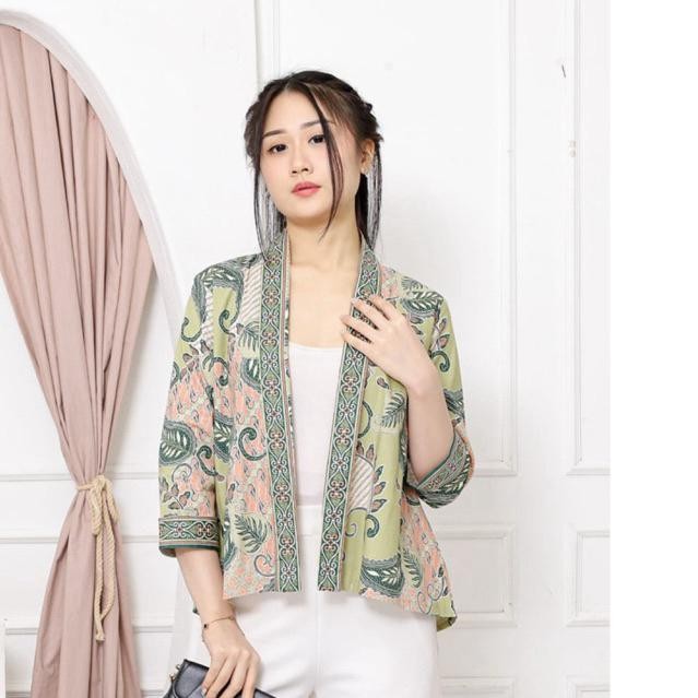 Outer Batik Wanita Modern - Blazer Batik Casual Formal - Atasan Batik Kantor Wanita Elegan