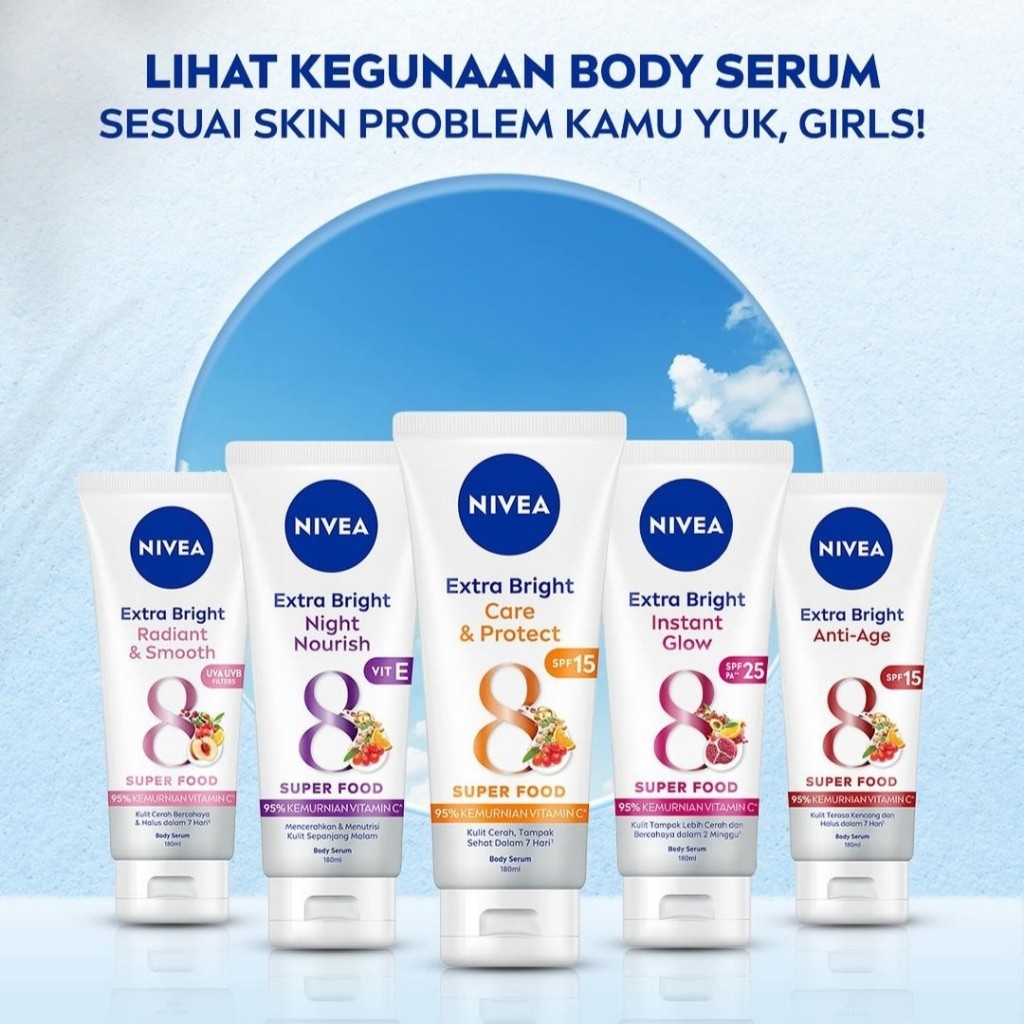 ❤ MEMEY ❤ NIVEA Extra Bright Body Serum | Care Protect | Night Nourish | Instant Glow | Intensive Mo