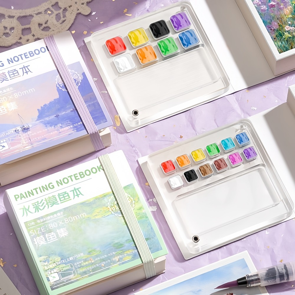 

Buku Cat Air 50 Lembar-12/8 Warna-Paper Medium Tebal-Portable untuk Travel COD