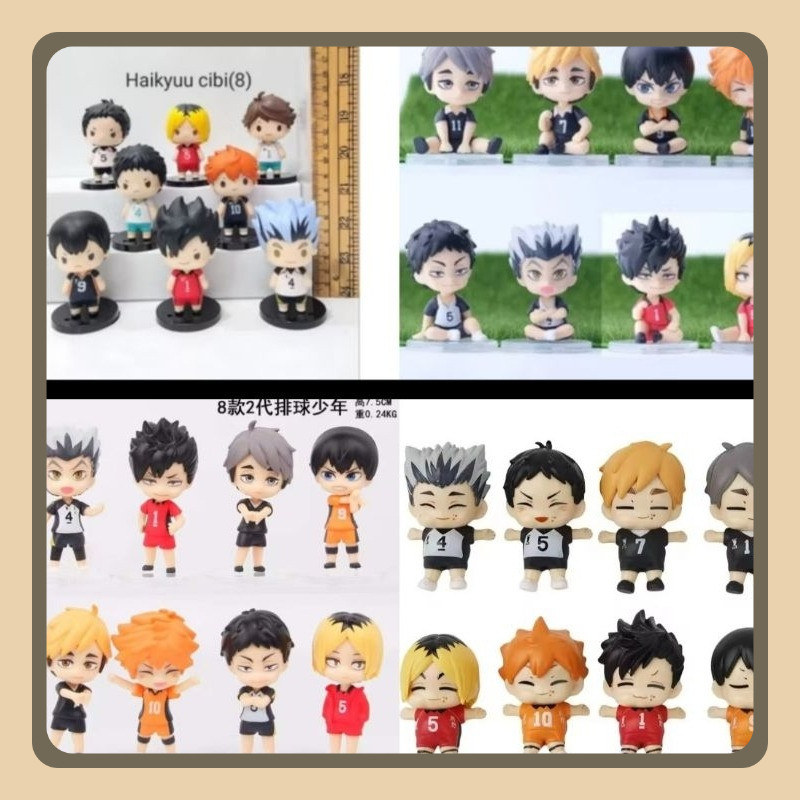 haikyuu figure set 8 chibi duduk berdiri tidur