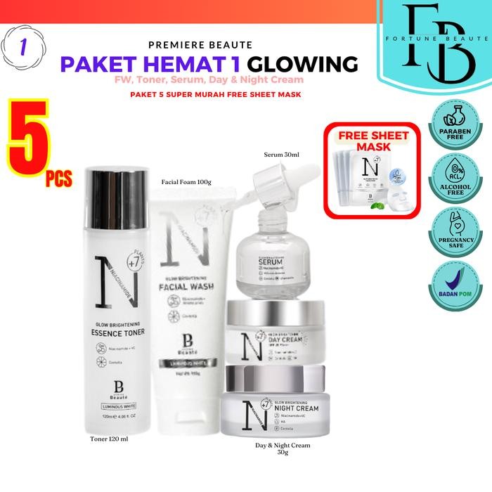 Bundle [Luminous Set] Premiere Beaute Whitening Skin Mencerahkan Wajah - Luminous 5 pcs