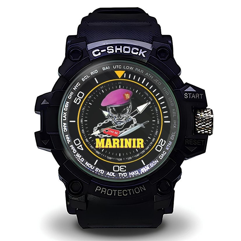 Jam Tangan  MARINIR TNI AL Sport Analog Quartz Premium Terbaru Hitam
