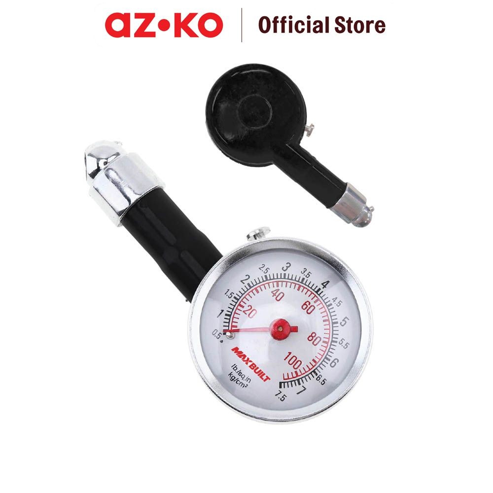 AZKO Maxbuilt Alat Ukur Manual Tekanan Ban - Hitam Manual Tire Pressure Gauge Perlengkapan Ban Dan O