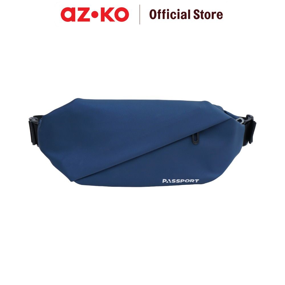 AZKO Passport Warren Tas Pinggang - Biru Navy Waist Bag Mini Bag Fanny Pack Tas Sabuk Cowok Fashion 