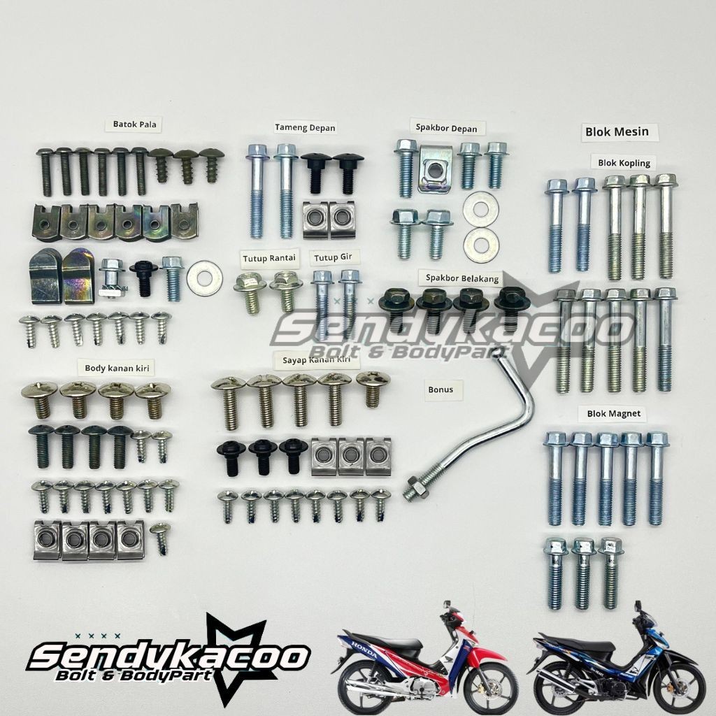 Baut Body Supra X 125 - Baut Skrup Full Body Honda Supra X 125 Tahun 2006 - 2012