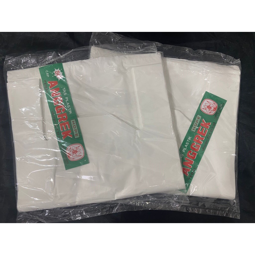 TAS HD/KANTONG PLASTIK/KRESEK 24 X 40 X 0,2 PUTIH ANGGREK ISI 50 PCS