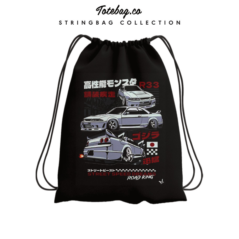 Gymsack Tas Serut Mobil ROAD KING JDM AE86 Silvia Skyline NSX LBWK Stringbag