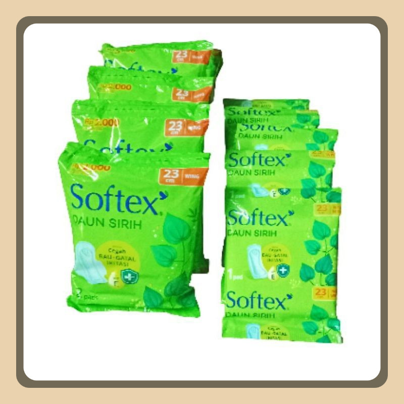 softex daun sirih 23cm wing dan nonwing isi 10 sachet / renceng Monazala