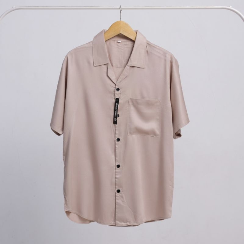 COD BAJU Kemeja Katun Rayon Polos Brown Lengan Pendek Pria Wanita Kemeja Rayon Twil Katun Kain Jatuh