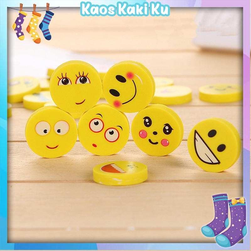 

Penghapus Pensil Karakter Emoji Smile Bulat Lucu Set 4pcs 883
