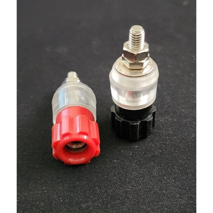 GHS99 Binding Post Banana Plug dengan Drat - Tinggi 4cm Lebar OD 1.6cm - Harga per Pasang Merah dan 