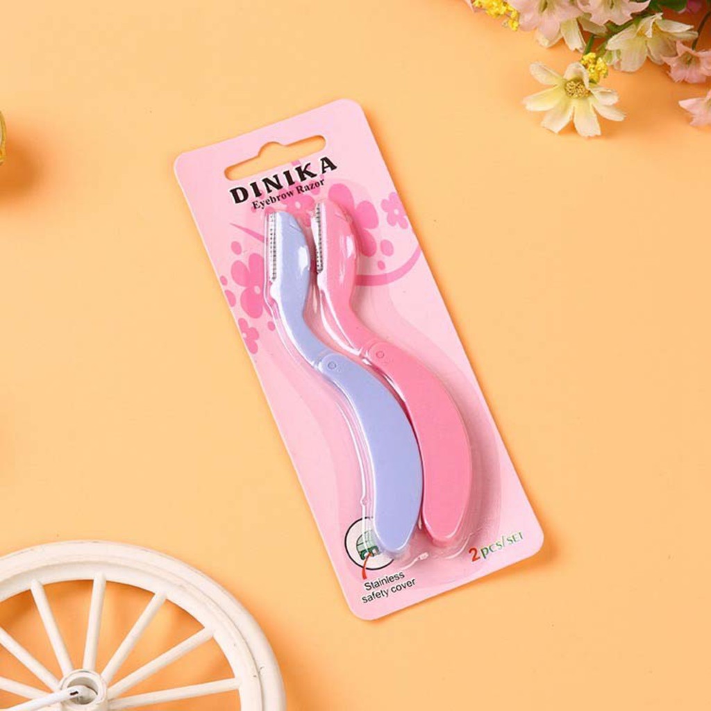2 PCS Pencukur Alis Lipat Melengkung Set Anti Gores Razor Premium Quality