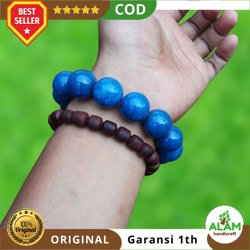 Gelang Batu Alam Laut Koral Biru Super Ori