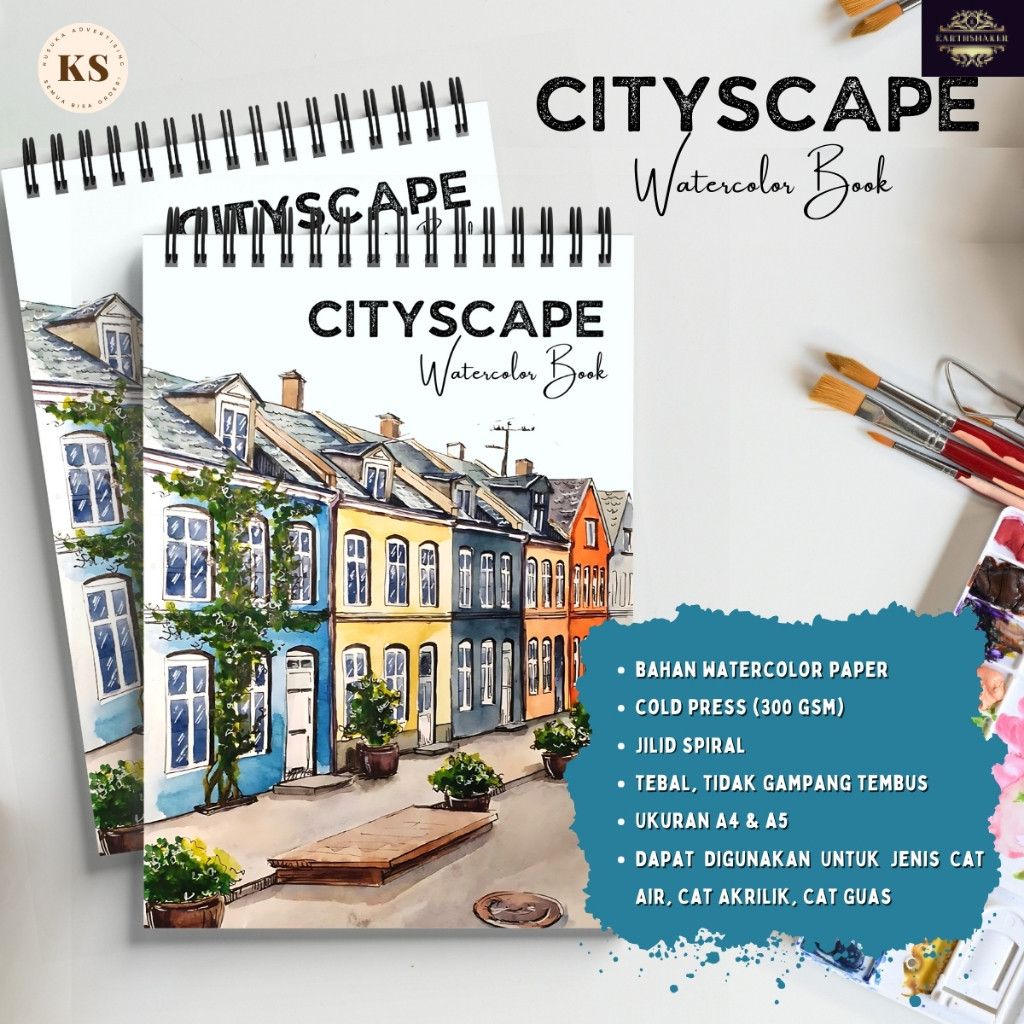 

WATERCOLOR BOOK TEMA CITYSCAPE COLD PRESS 300GSM Buku Sketsa Mewarnai Dewasa Remaja Ukuran A4 A5