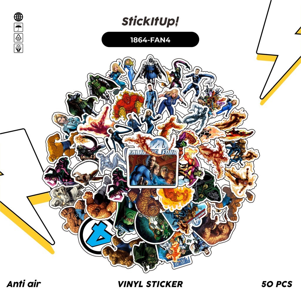 

COD 50 Pcs Stiker MARVEL SERIES FANTASTIC FOUR CHARACTER CARTOON MIX 01 Lucu Anti Air Untuk Dekorasi Notebook Sepeda Skateboard Handphone DIY