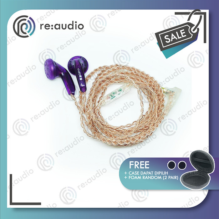 (PROMO) Vido Recable SandyBrown With Mic Earphone - Merah