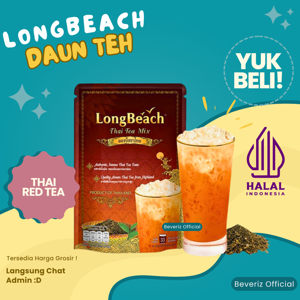 

BEVERIZ Long Beach Thai Tea | Daun Teh Thailand Halal BPOM {BISA COD}{ Tersedia Harga Grosir}