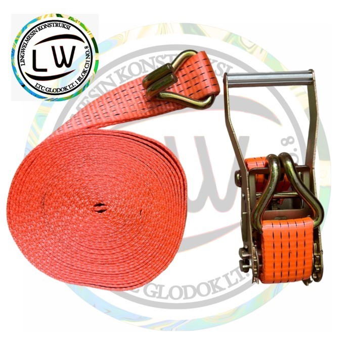 RATCHET TIE DOWN CARGO LASHING BELT 5 TON 12 METER / PENGIKAT BARANG 5 TON 12 METER