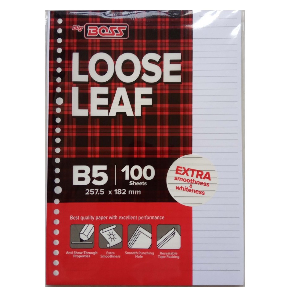 

Loose Leaf Garis Ruled A5 B5 Boss HVS - B5 26 lubang