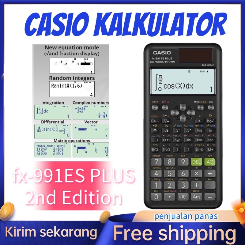 

（Free Shing+Segera dikirim）Kalkulator Scientific Casio ilmiah FX-991EX/991ES-Plus Calculator Scientific Casio Kalkulator Casio Scientific 417 Fungsi/Dua Sumber