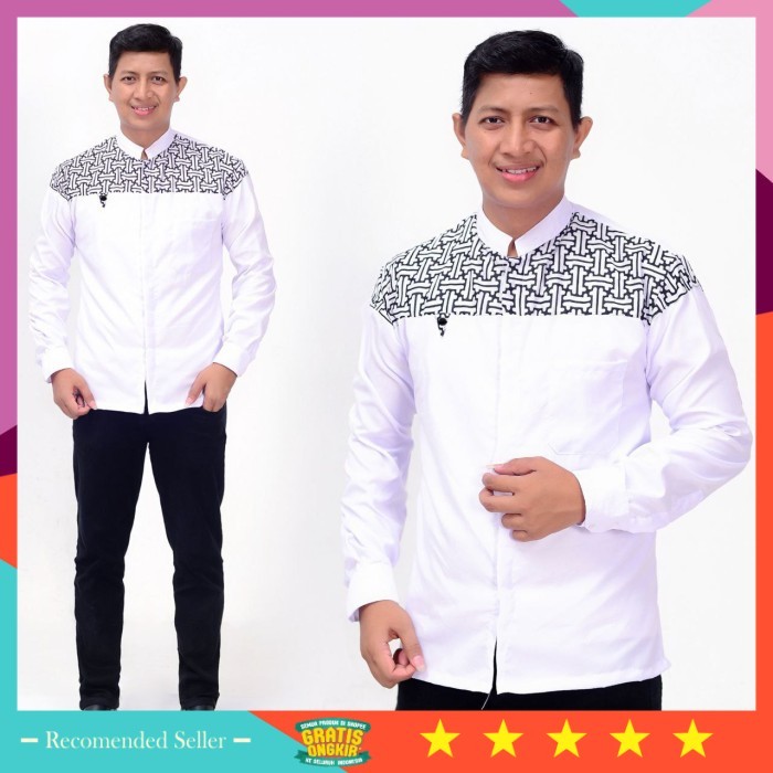 Busana Muslim Pria Wanita Kekinian Keren Model Terbaru /Baju Koko Pria Lengan Panjang Putih Terbaru 