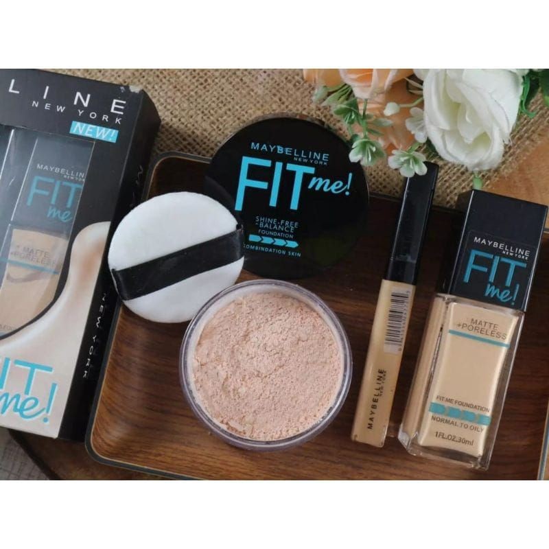 Paket Make Up Set Fit Me Maybelline / Paket Kosmetik Maybelli Fit Me - Bedak - Foundation -  Conceal