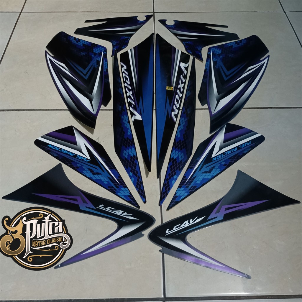 stiker striping yamaha vixion 150 2009 old biru hitam lis body standar berkualitas original