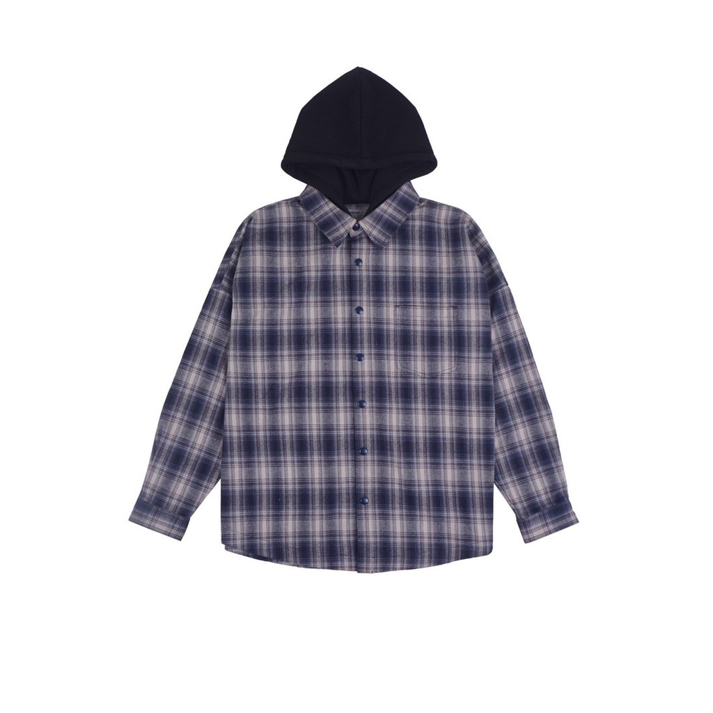 3Second Truman Hooded Plaid Overshirt Oversized Fit 030923