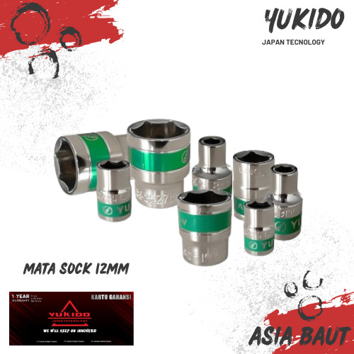 YUKIDO Mata Sock 1/2" DR 6PT 12MM - Socket 1/2" 6PT 12MM Yukido AB-SC12 ASIA MANDIRI 86