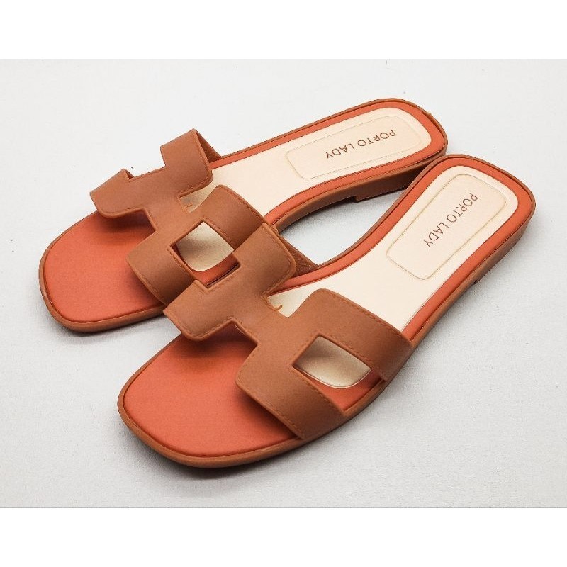 TERMURAH - SUN-FIRLY SANDAL PORTO HERMES SELOP IMPORT /SANDAL SLIPON PORTO HERMES /SANDAL FLAT WANIT