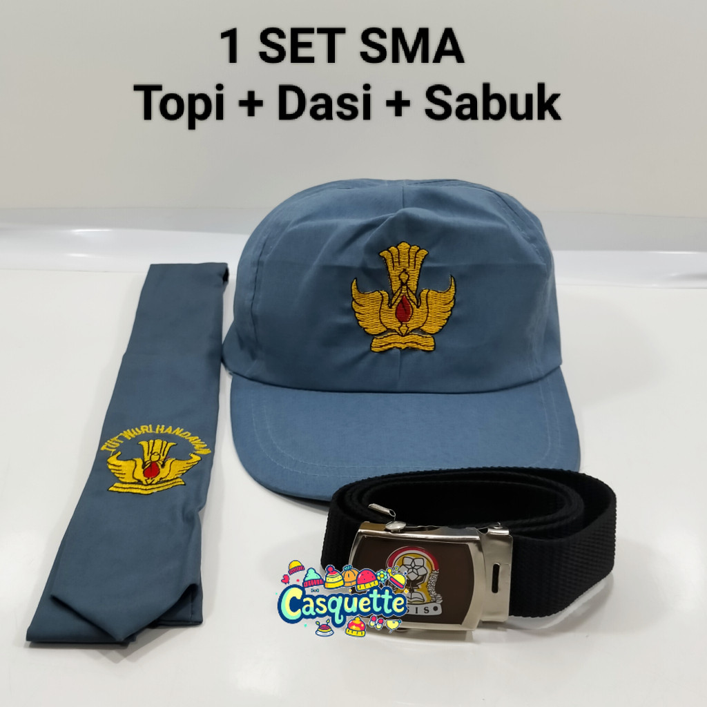 Set Lengkap Topi Dasi Sabuk SMA