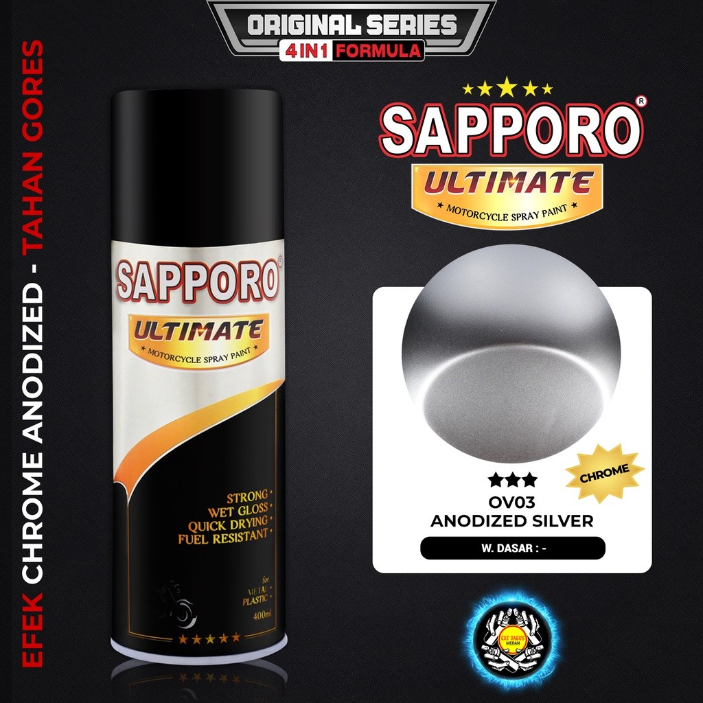 SAPPORO ULTIMATE OV03 ANODIZED SILVER ORIGINAL SERIES 4 IN 1 CAT SEMPROT 400 ML CAT MOTOR AEROSOL PY