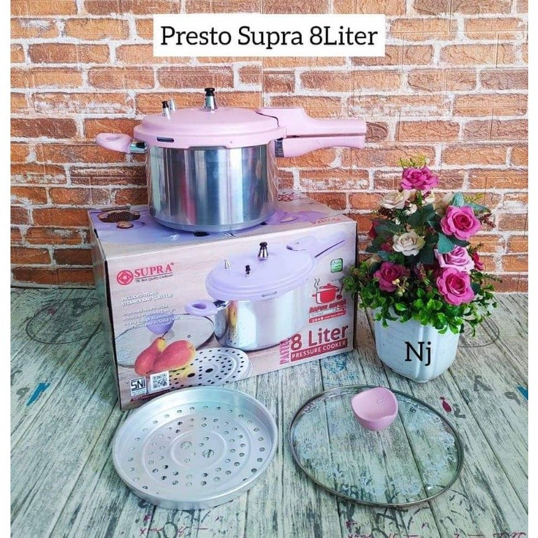 Panci Presto Supra 8 Ltr Tutup Kaca Warna-Warni