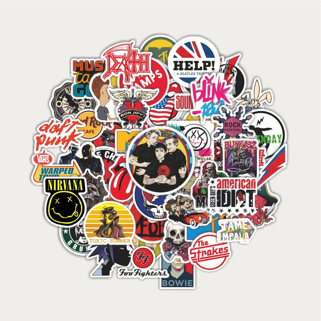 

[100PCS]Stiker Pack Stiker Random Logo Band Versi 5 Aesthetic Vinyl Anti Air Dekorasi Sticker Laptop Buku Journal Koper Helm Casing HP Gitar Helm Skateboard
