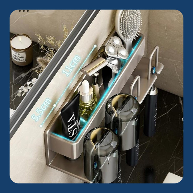 Tempat Sikat Gigi Kamar Mandi Bebas Bor/ Rak Toilet Kamar Mandi Dinding