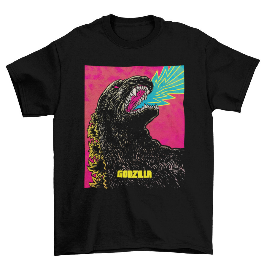 MCM Kaos Boxy T-Shirt Kaos Unisex Kaos Santai- Godzilla Pop
