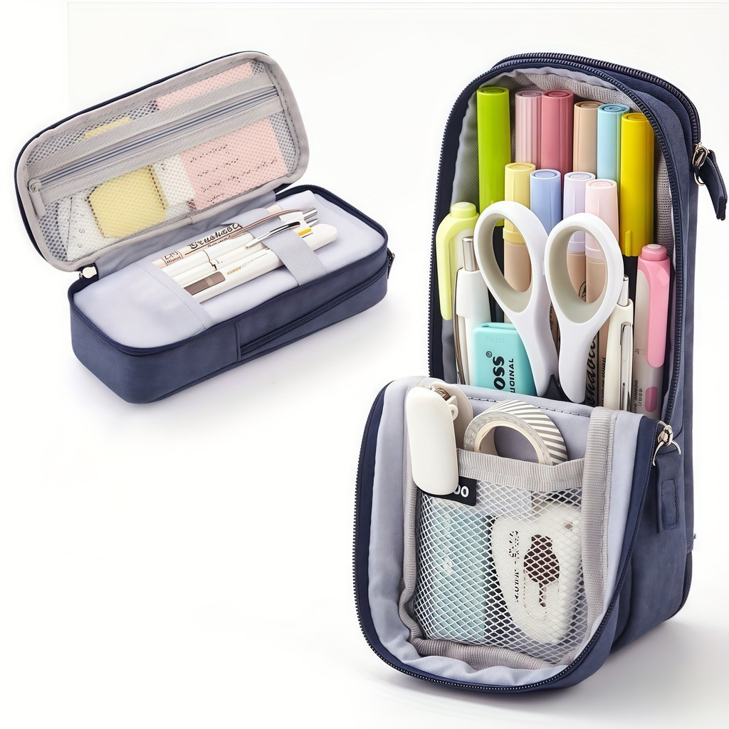 

Extra-large capacity pencil case fashionMultifunctional pencil caseDouble-layer durable designSuitable for school and office use