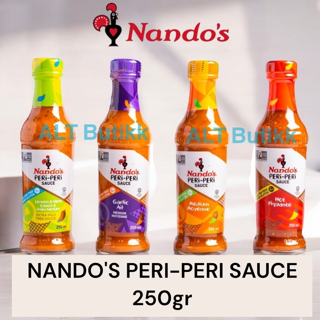 

NANDO'S PERI PERI SAUCE 250 GRAM | HOT MEDIUM GARLIC LEMON | BUMBU SAUS NANDOS