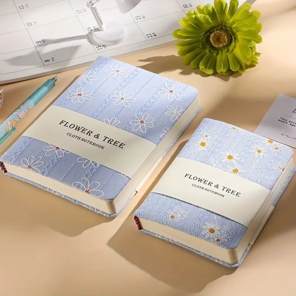 

Portable Stylish Daisy Hand Ledger Fabric Cover Morandi Floral Notebook Cotton Cloth Binding Compact Pocket Book Students