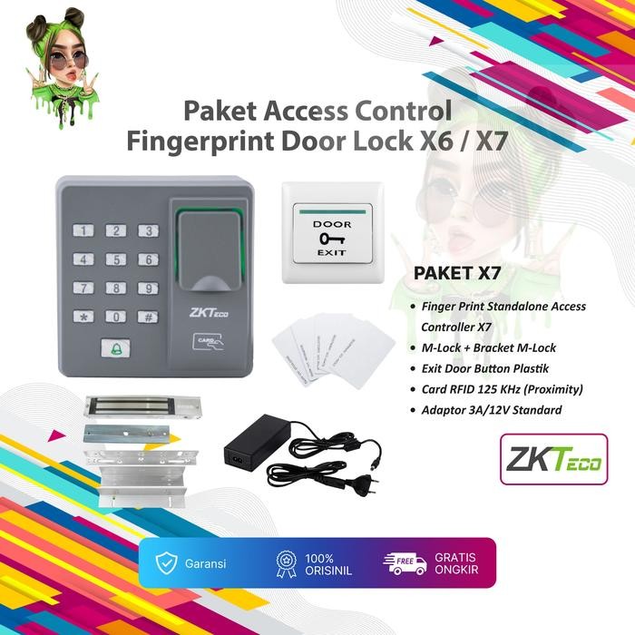 

Zkteco X6 Fingerprint RFID 125kHz Pin Standalone Access Control Akses X6 X7 Paket Siap Pakai - X6/X7 12V-3A