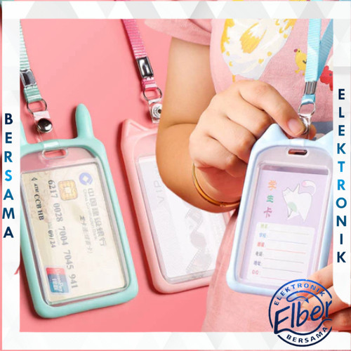 

ELBER Name Tag Lanyard Gantungan Kartu Motif Kuping / Id Card Holder Akses MRT Busway E-Money Bentuk Karakter Warna Paste Y3424
