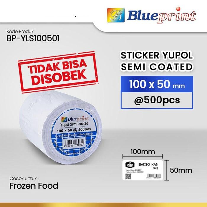 

Blueprint Label Stiker Yupol Semicoated 100x50 mm 1Line 500Pcs 100x50mm Sticker BP-YLS100501 Untuk Frozen Food