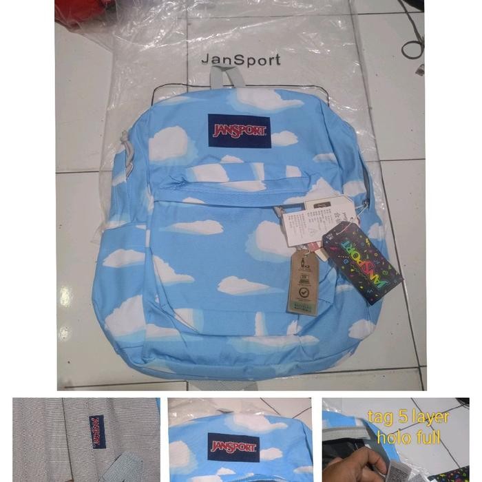tas ransel Jansport premium resleting full EMBOSS backpack pria wanita sekolah - motif awan