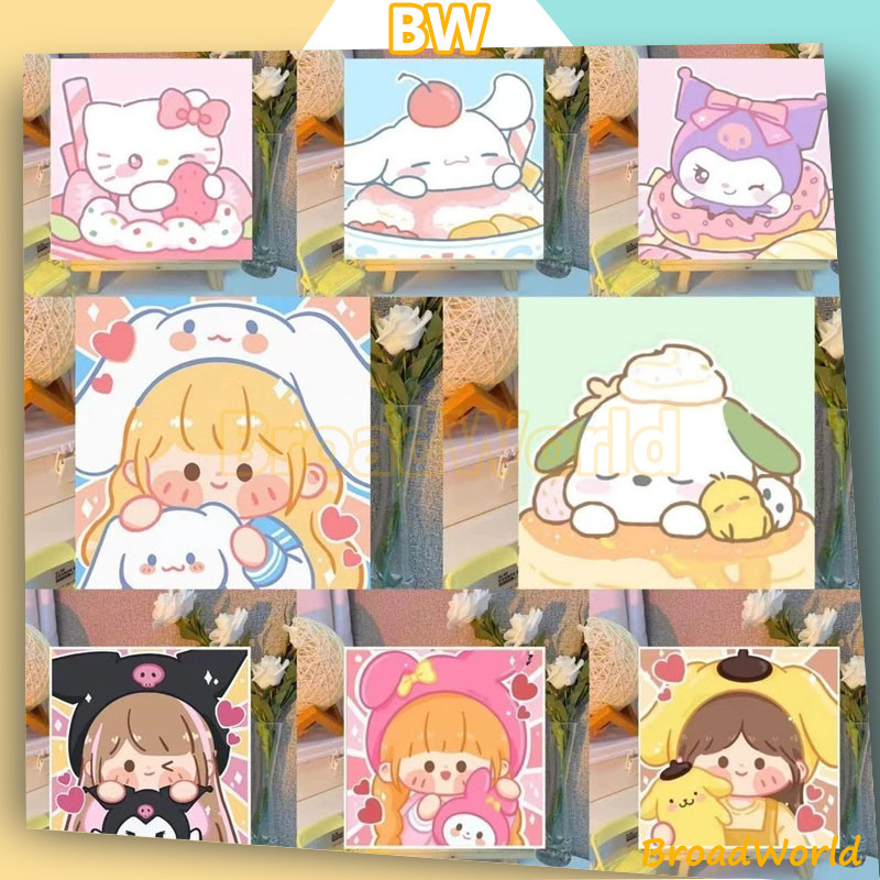 

BW Painting By Number 20x20cm Set Kartun DIY Paint Kit Canvas Paint Digital Melukis Sanrio