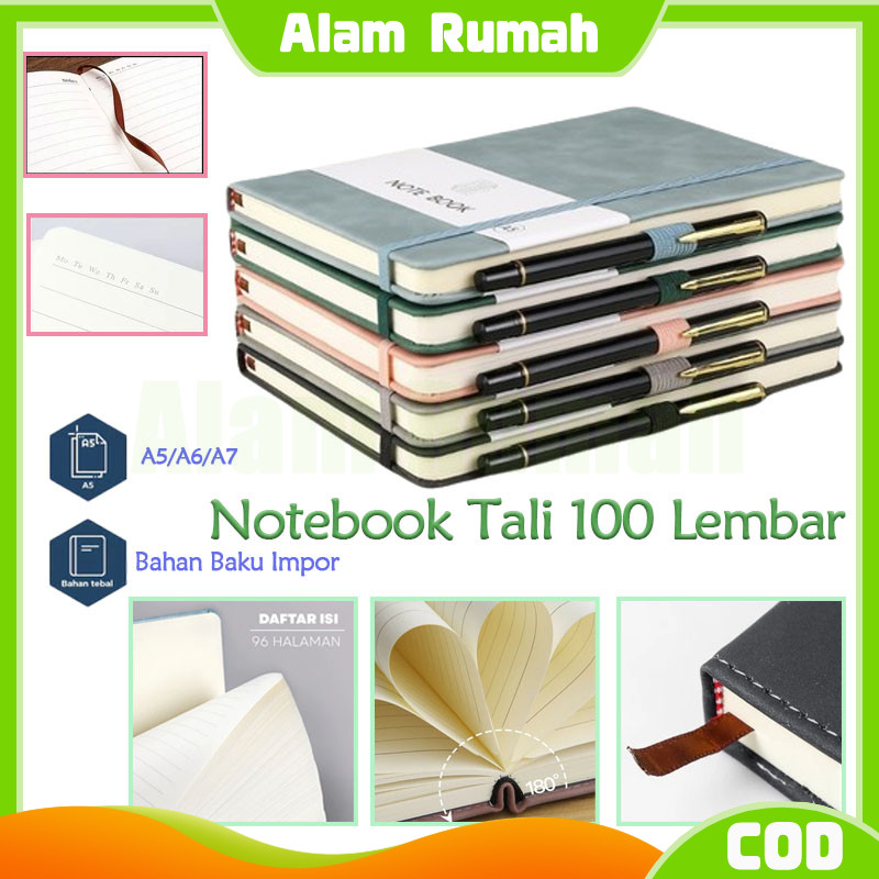 

Aimilo Notebook A5/A6/A7 Buku Diary Aesthetic/Buku Catatan Buku Notes Kecil/Notebook Tali 100 Lembar