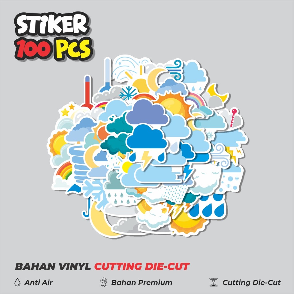 

Terbaru! 50 pcs Stiker Weather [Cuaca] Dekorasi Lucu Kreatif untuk Notebook, Skateboard, HP